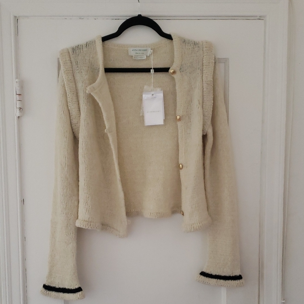 Asta Resort Camilla Ivory Knit Cardigan Button Up
